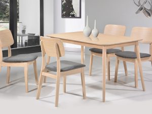 Milano Solid Wood Dining Chair & Dinsor Table Set - White Oil