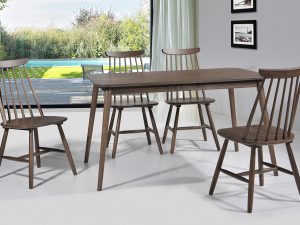 Norn Dining Chair with Dinsor Rectangular Table in Rustic Brown