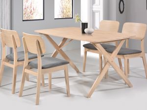Milano Dining Chair & Larson Table Set - White Oil Finish
