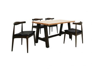 Elbow Dining Set 1 Table + 4 Chairs - 4 Seater Wooden Dining Set