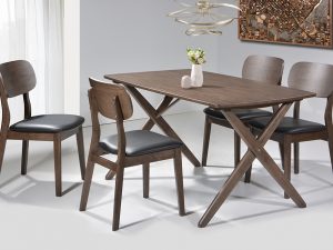 Milano Solid Wood Chair & Larson Dining Table Set - Rustic Brown