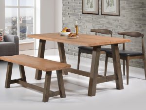 Elbow Chair & Korea Table & Bench Set - Solid Wood Furniture