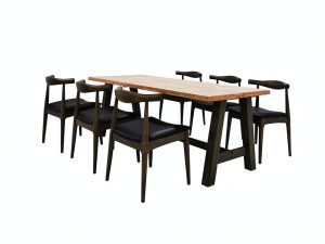 Elbow Dining Set 1 Table + 6 Chairs - 6 Seater Solid Wood Dining Set