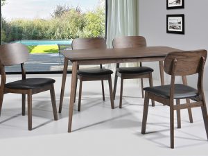 Milano Chair & Dinsor Dining Table Set - Rustic Brown