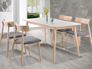 Tom Chair & Sunday Table Set in White Oil Finish