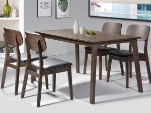 Milano Solid Wood Dining Chair & Pokky Table Set - Rustic Brown