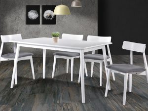 Tom Chair & Kaspar Table Set in White Finish